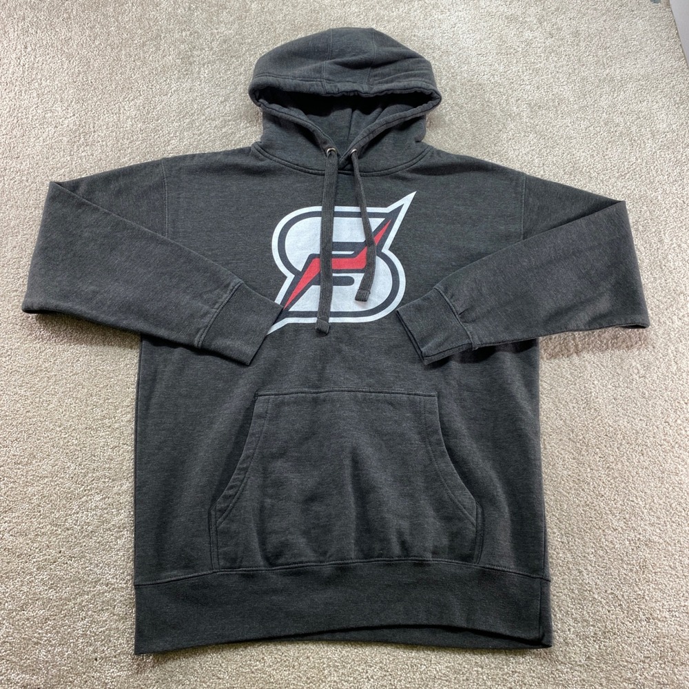 Cotton Heritage Hoodie Womens Large Charcoal Gray Graphic‎ Pullover Sweat